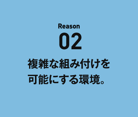 Reason02 複雑な組み付けを可能にする環境。